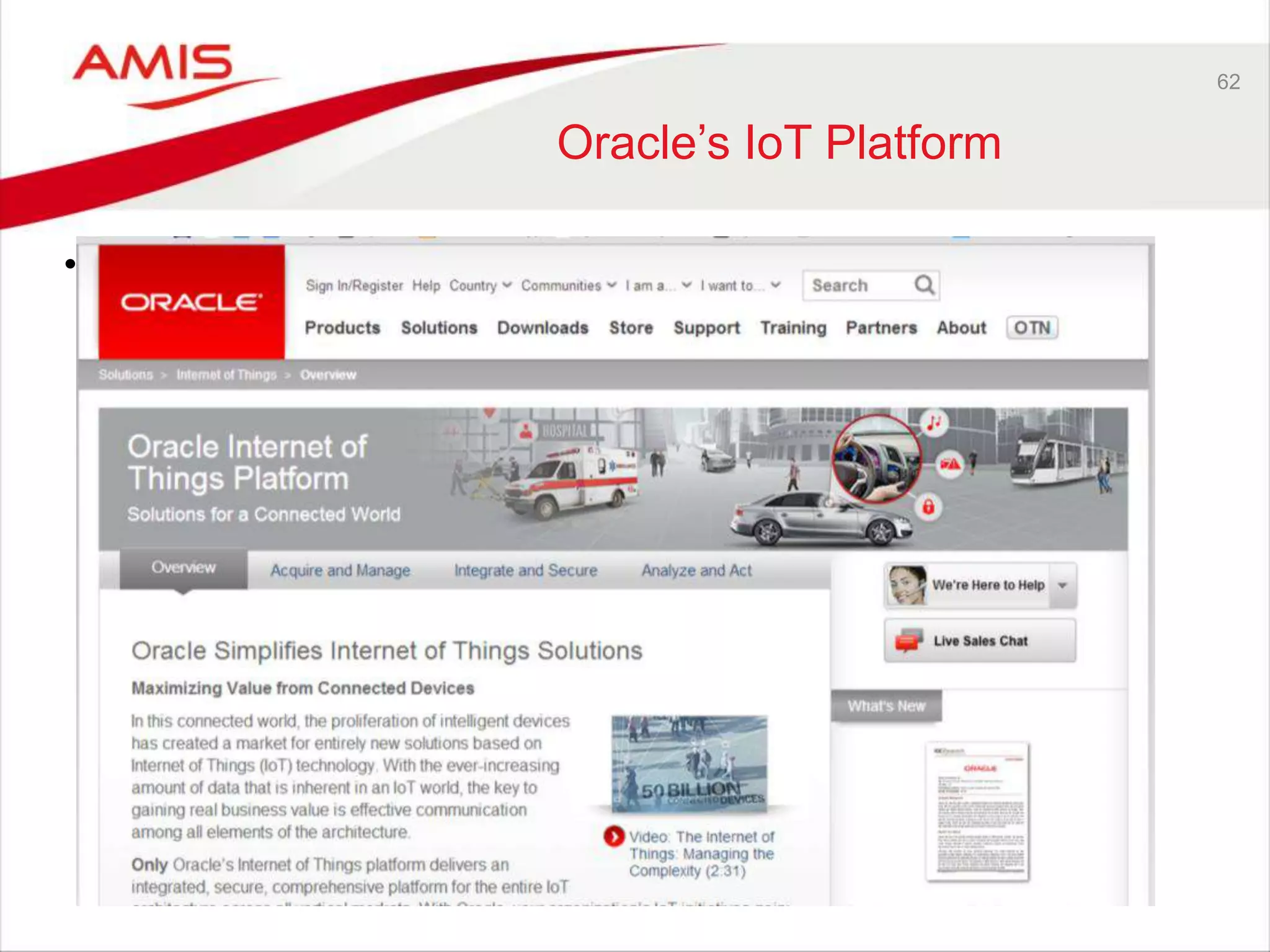62 
Oracle’s IoT Platform 
• 
 