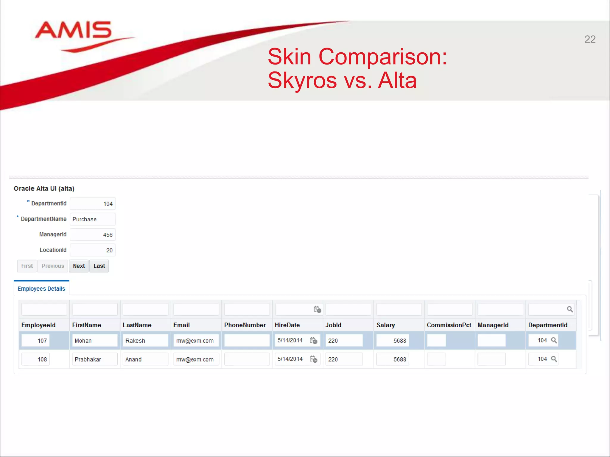 22 
Skin Comparison: 
Skyros vs. Alta 
 