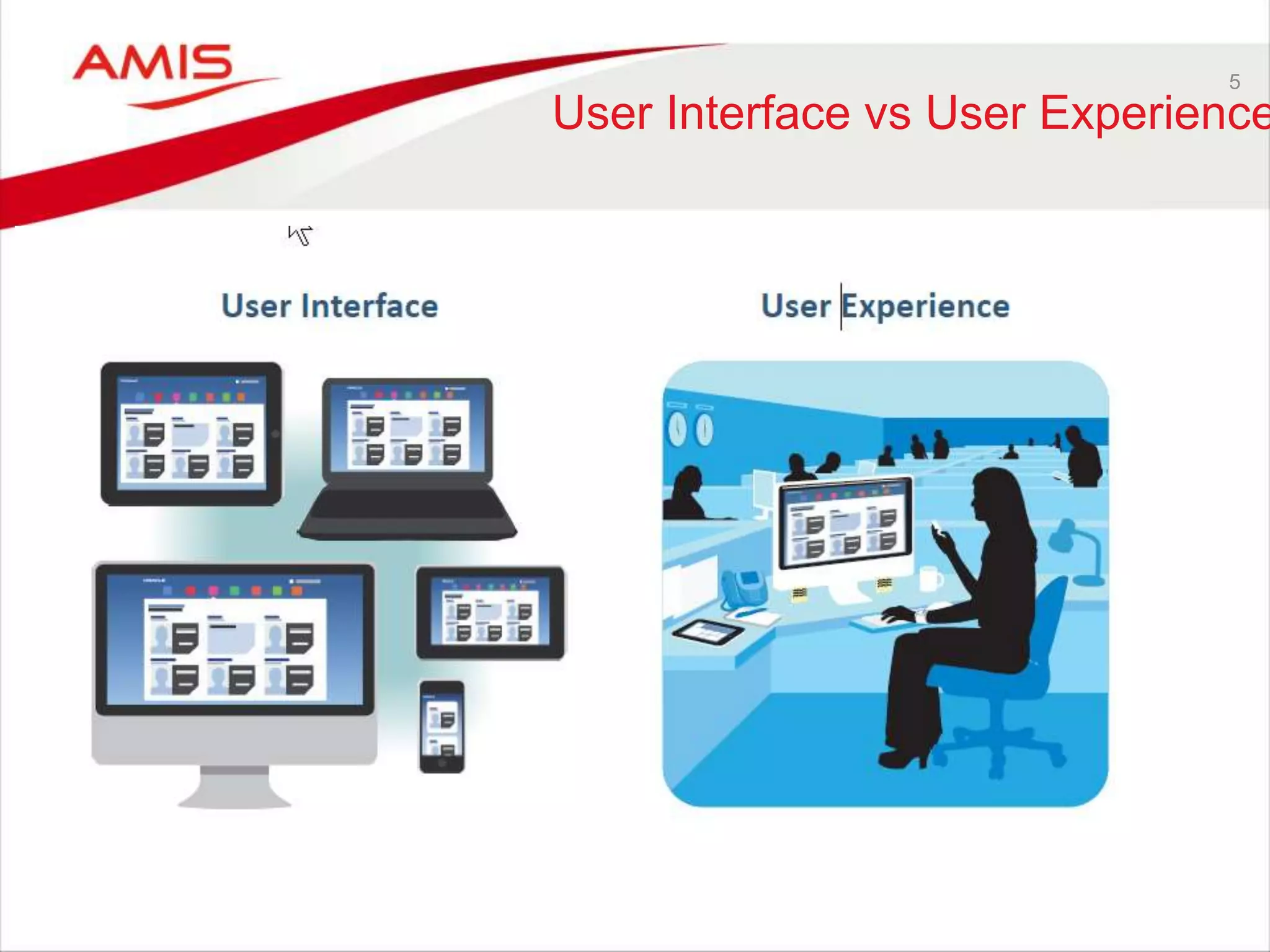 5 
User Interface vs User Experience 
 
