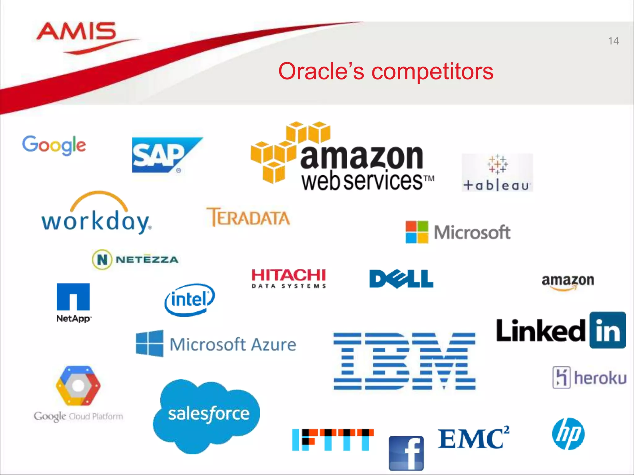 14
Oracle’s competitors
 