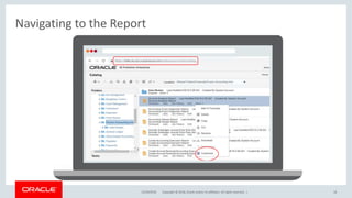 Copyright © 2018, Oracle and/or its affiliates. All rights reserved. |
Navigating to the Report
12/18/2018 18
 
