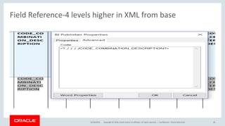 Copyright © 2018, Oracle and/or its affiliates. All rights reserved. |12/18/2018 Confidential – Oracle Restricted 28
Field Reference-4 levels higher in XML from base
 