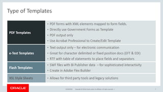 Copyright © 2018, Oracle and/or its affiliates. All rights reserved. |
Type of Templates
12/18/2018 7
 