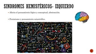  Afecta el pensamiento lógico y conceptual, abstracción.
 Pesimismo y pensamiento catastrófico.
 