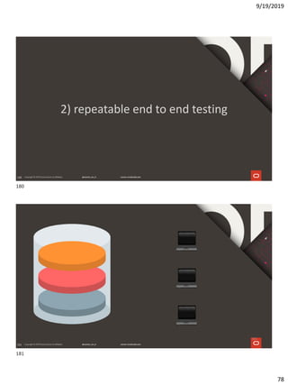 9/19/2019
78
180
2) repeatable end to end testing
181
181
180
181
 