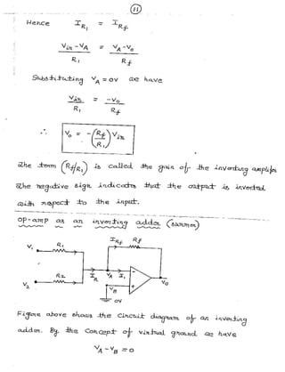 Op-Amp-Notes with derivation of integrator,differentiator