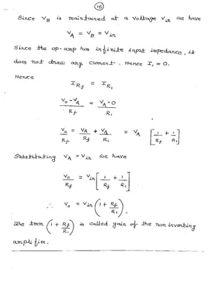 Op-Amp-Notes with derivation of integrator,differentiator