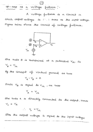 Op-Amp-Notes with derivation of integrator,differentiator