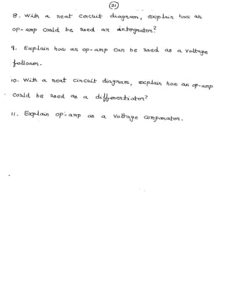 Op-Amp-Notes with derivation of integrator,differentiator