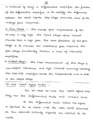 Op-Amp-Notes with derivation of integrator,differentiator