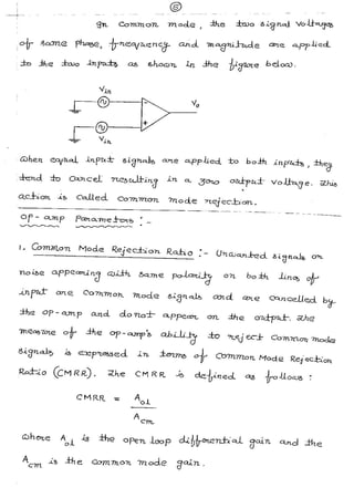 Op-Amp-Notes with derivation of integrator,differentiator