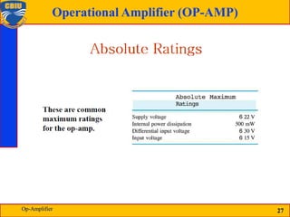 27
Operational Amplifier (OP-AMP)
27
Op-Amplifier
 