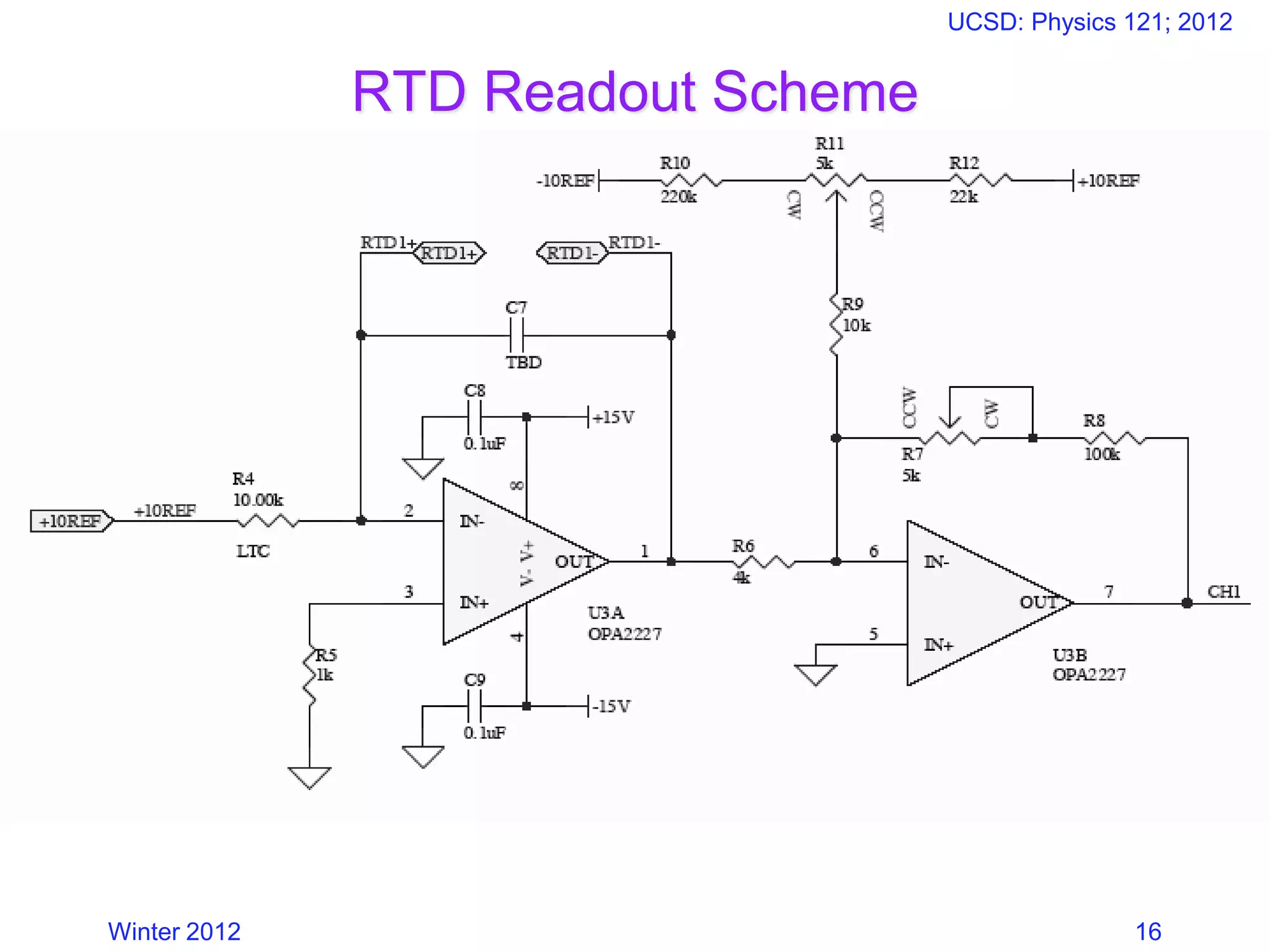 Winter 2012
UCSD: Physics 121; 2012
16
RTD Readout Scheme
 