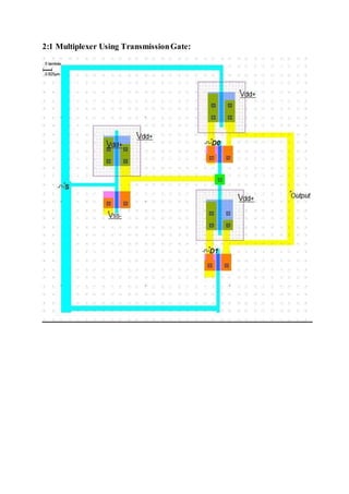 2:1 Multiplexer Using TransmissionGate:
 