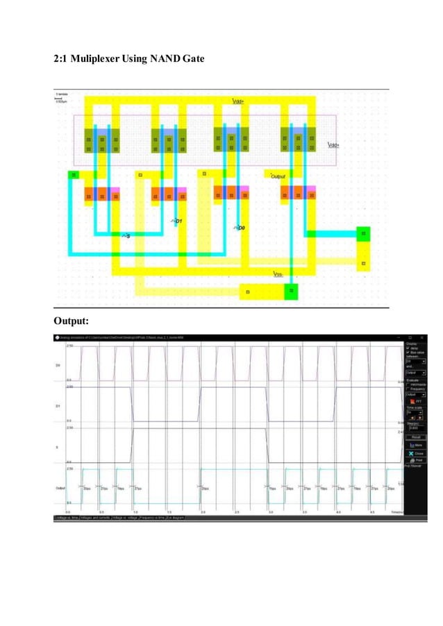 21 Multiplexer using NAND gate in Microwind PDF