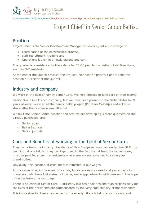 Senior Group Project Chief Job Descriptions 