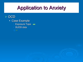 Application to Anxiety OCD Case Example Exposure Tape   SUDS data  