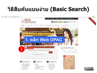 วิธีสืบค้นแบบง่าย (Basic Search)
1. คลิก Web OPAC

 