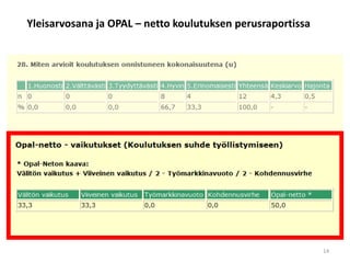 Yleisarvosana ja OPAL – netto koulutuksen perusraportissa
14
 