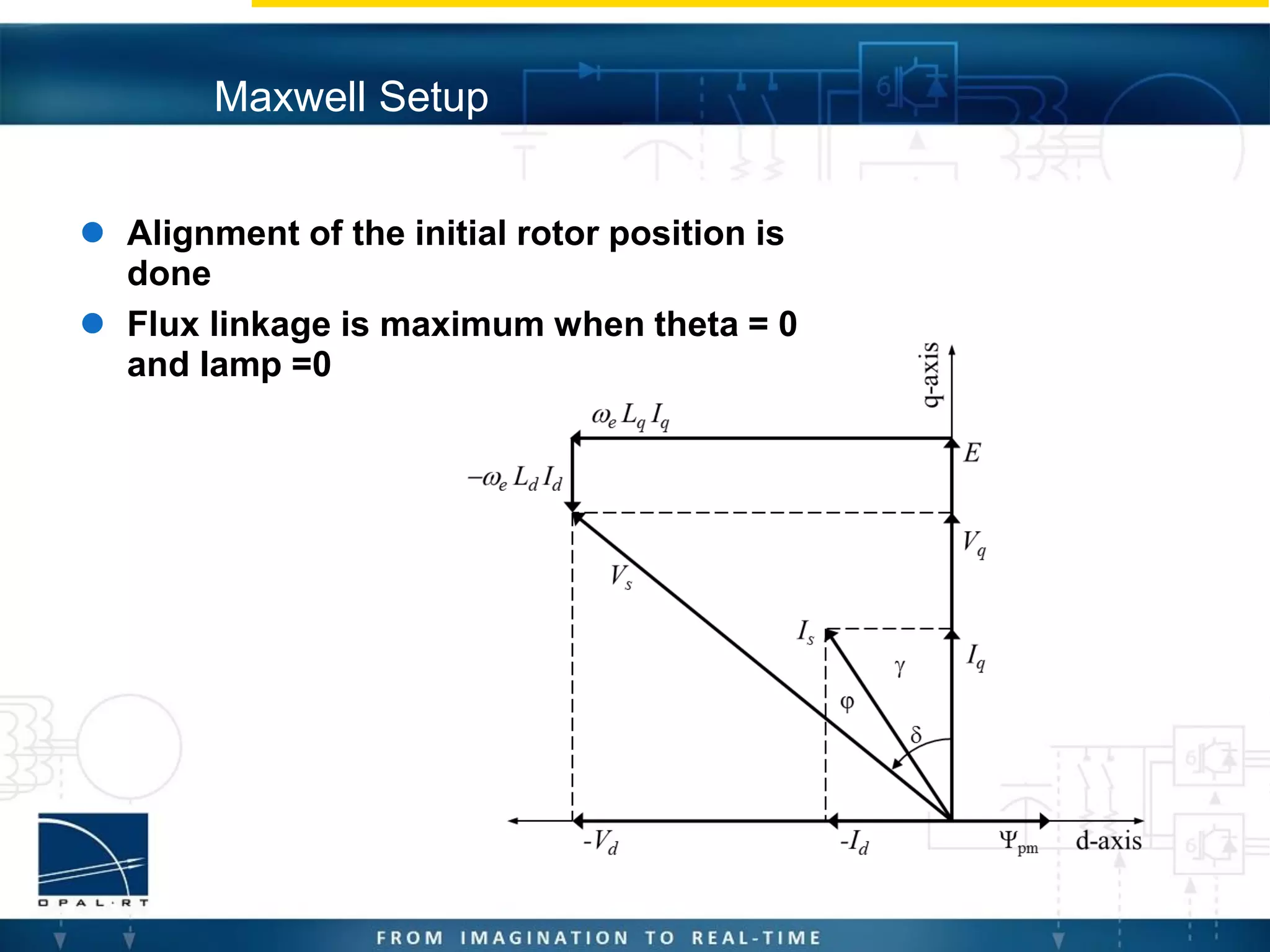 Maxwell Setup
 Alignment of the initial rotor position is
done
 Flux linkage is maximum when theta = 0
and Iamp =0
 