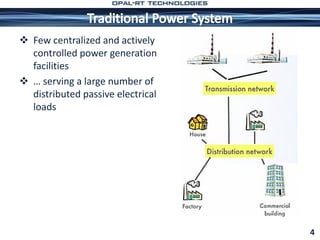  Few centralized and actively
controlled power generation
facilities
 … serving a large number of
distributed passive electrical
loads
4
 