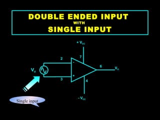 DOUBLE ENDED INPUT  WITH  SINGLE INPUT - + V O 2 3 6 + V CC 4 7 - V CC V d Single input 