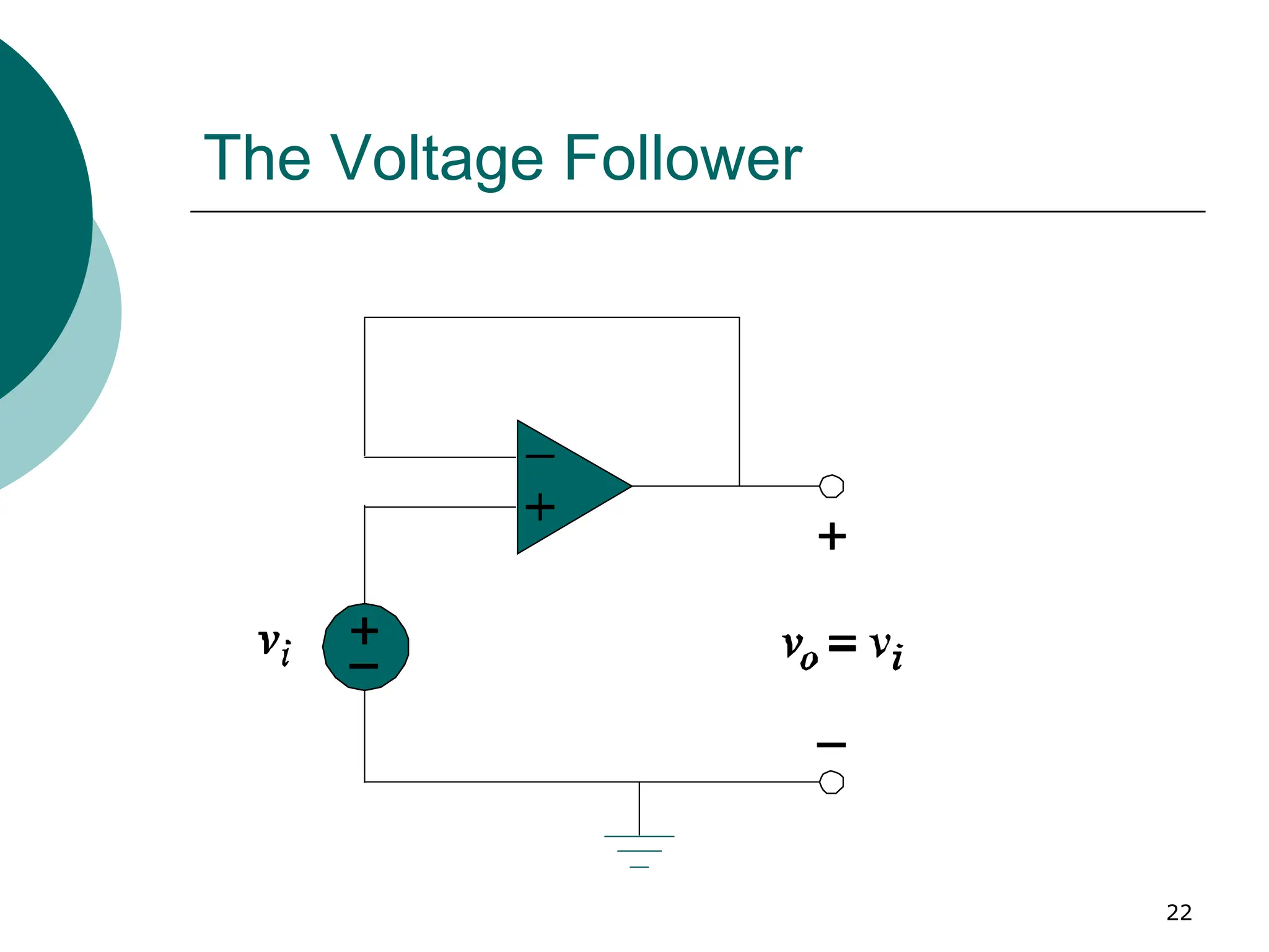 22
The Voltage Follower
 