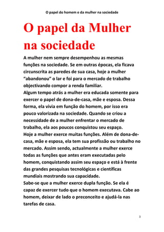 O papel do homem e da mulher na sociedade | DOCX