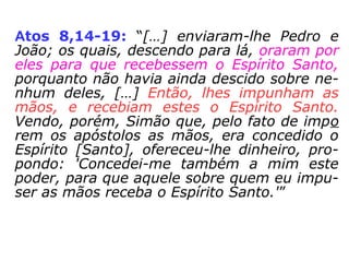 Marcos 16,14-18: “Finalmente, apareceu
Jesus aos onze, […] disse-lhes: 'Ide por todo
mundo e pregai o evangelho a toda criatura.
[…] sinais hão de acompanhar aqueles que
creem: em meu nome expelirão demônios,
falarão novas línguas; pegarão em serpen-
tes; e, se alguma coisa mortífera beberem,
não lhes fará mal; se impuserem as mãos
sobre enfermos, eles ficarão curados.'”
 
