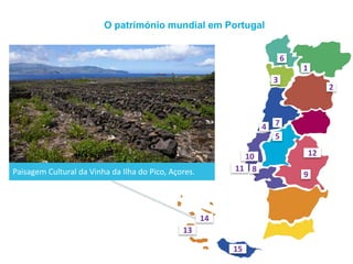 O património mundial em Portugal
Paisagem Cultural da Vinha da Ilha do Pico, Açores.
1
2
3
4
5
6
7
8
9
10
11
12
13
14
15
 