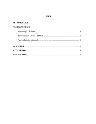 INDICE
INTRODUCCION
MARCO TEORICO
Metodología GEMMA..........................................................................