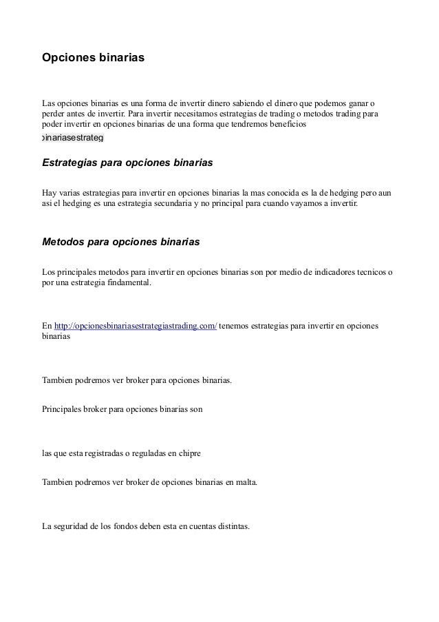 Foro opciones binarias estrategias