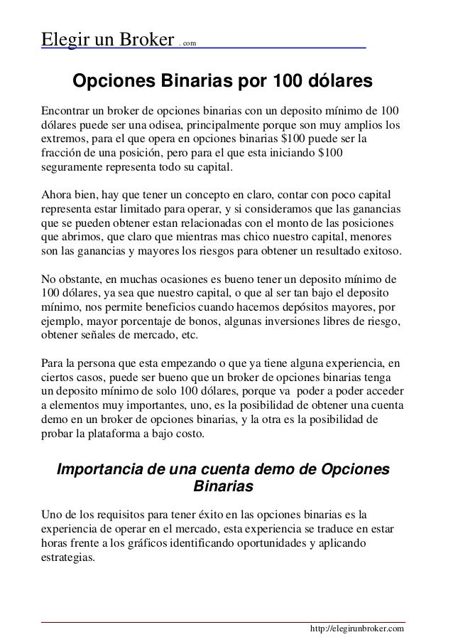 Opciones binarias sin deposito minimo