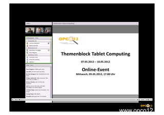 Results	

Live views/recordings	





                           www.opco12.de	

 