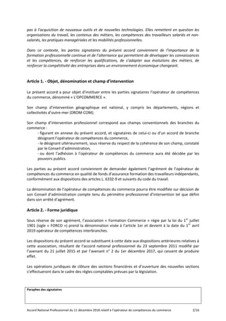 Paraphes des signataires
Accord National Professionnel du 11 décembre 2018 relatif à l’opérateur de compétences du commerc...