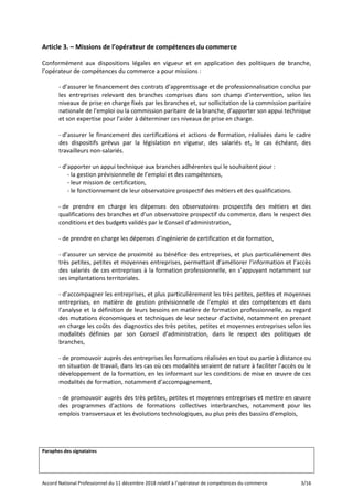 Paraphes des signataires
Accord National Professionnel du 11 décembre 2018 relatif à l’opérateur de compétences du commerc...