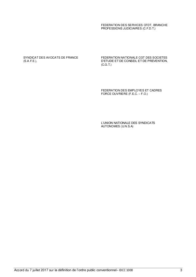 Idcc 1000 Accord Ordre Public Conventionnel