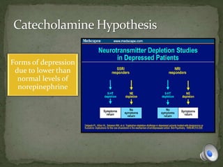 Forms of depression
due to lower than
normal levels of
norepinephrine
 