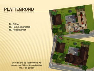 PLATTEGROND

 14. Zolder
 15. Rommelkamertje
 16. Hobbykamer




   Dit is tevens de volgorde die we
  aanhouden tijdens de rondleiding.
            m.u.v. de garage
 