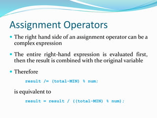 Opeartor & expression | PPTX | Programming Languages | Computing
