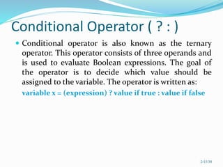 Opeartor & expression | PPTX | Programming Languages | Computing