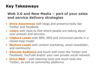 Usability: Access and Ease of UseMobile, Sharable, RSSGood Information ArchitectureUser intent-driven Navigation,  1-2 clicks, BreadcrumbTagging and Folksonomy and access to User Generated ContentKnow your audience!