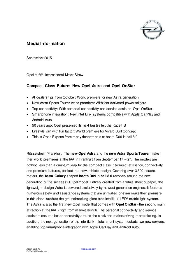 Opel Astra At The 2015 Iaa Press Release