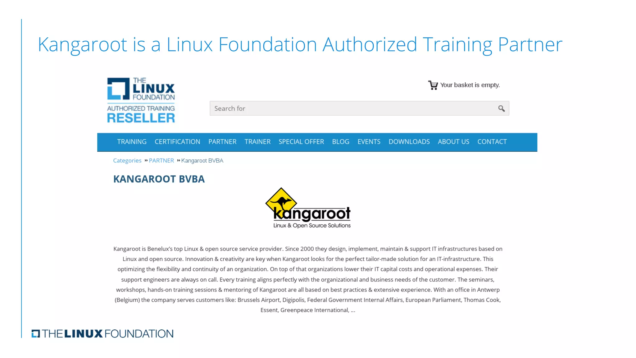 Kangaroot is a Linux Foundation Authorized Training Partner
 