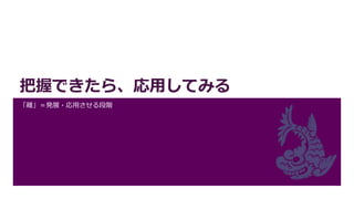 把握できたら、応用してみる
「離」＝発展・応用させる段階
 