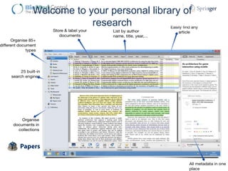 Welcome to your personal library of
research

 
