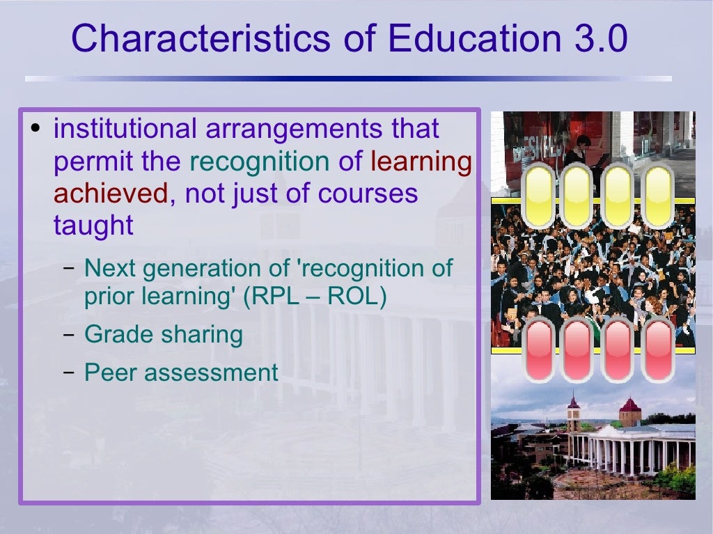 Characteristics of Education 3.0 institutional