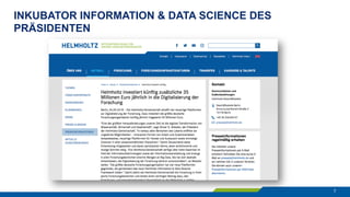 INKUBATOR INFORMATION & DATA SCIENCE DES
PRÄSIDENTEN
7
 