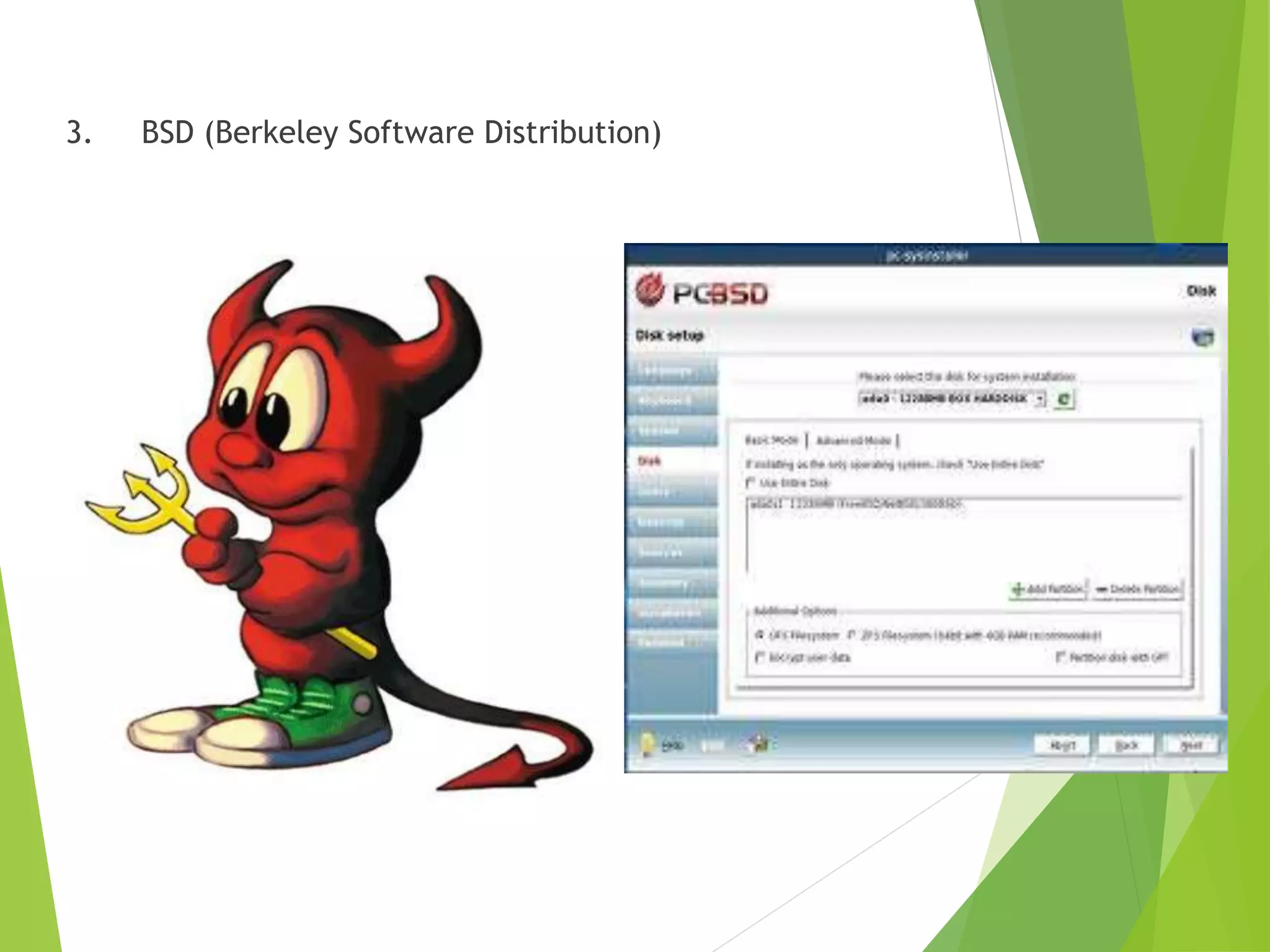 3. BSD (Berkeley Software Distribution)
 
