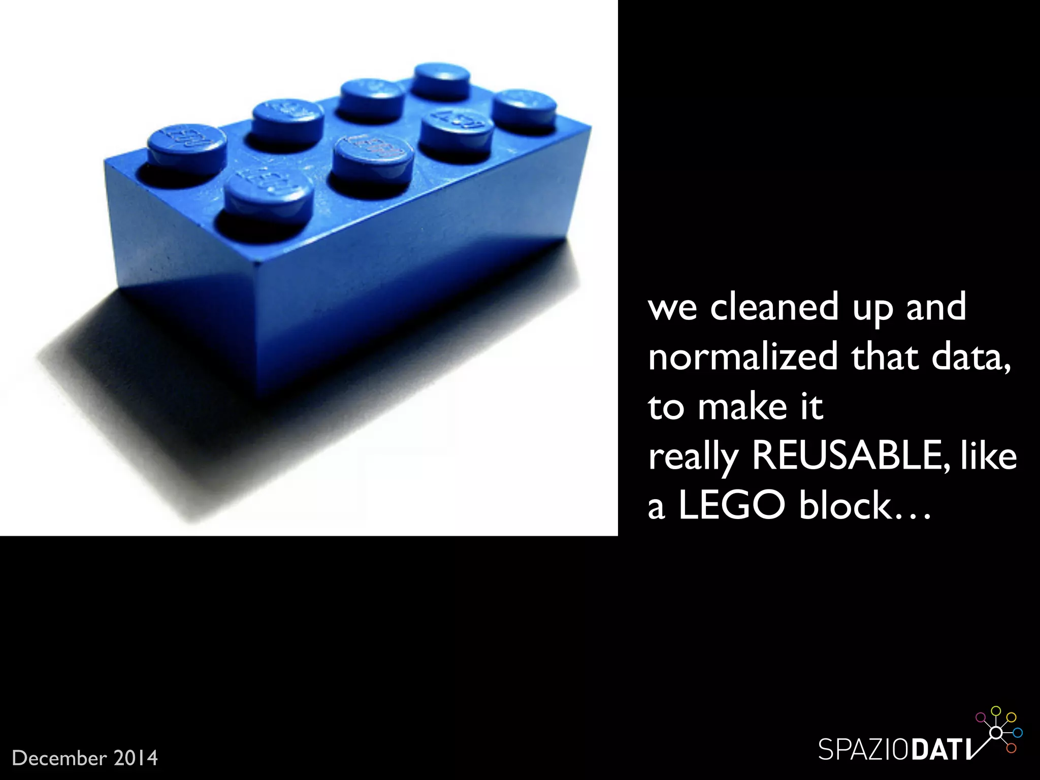 we cleaned up and 	

normalized that data,	

to make it	

really REUSABLE, like 	

a LEGO block…
December 2014
 